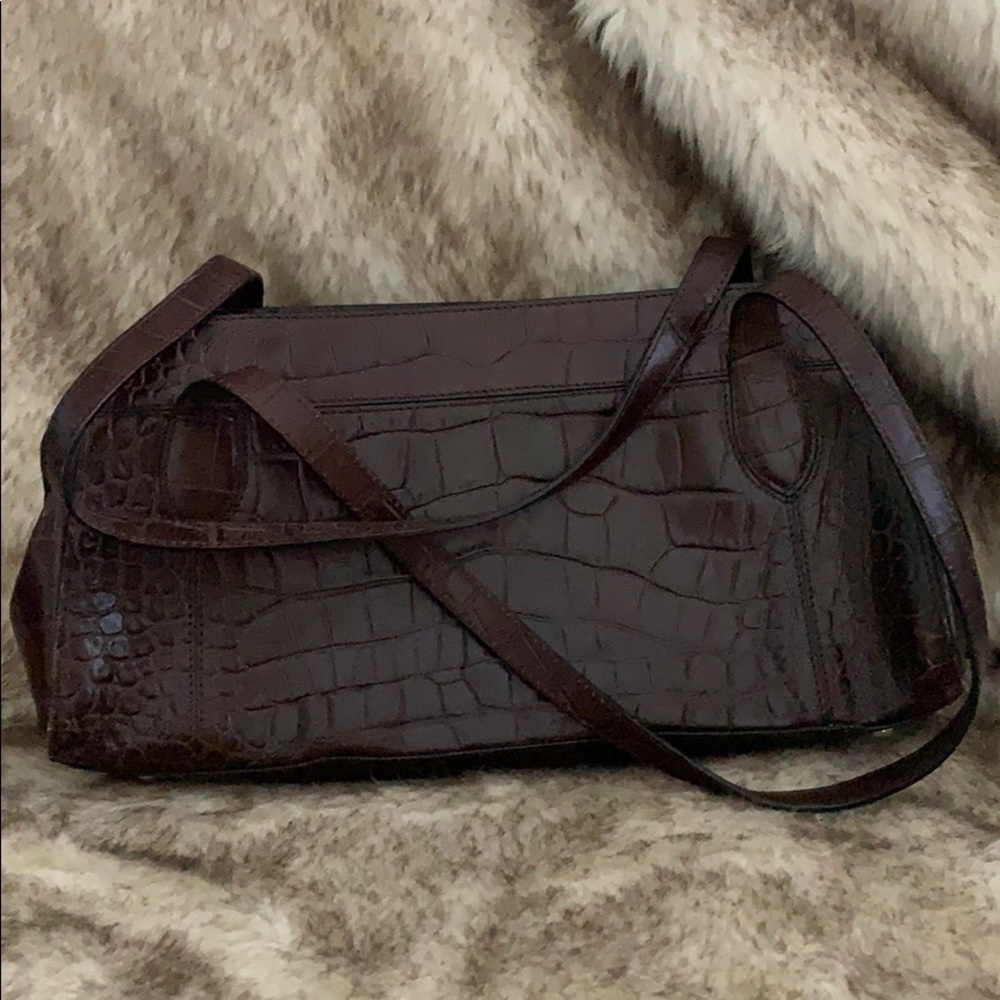 Monsac embossed crocodile vintage leather.